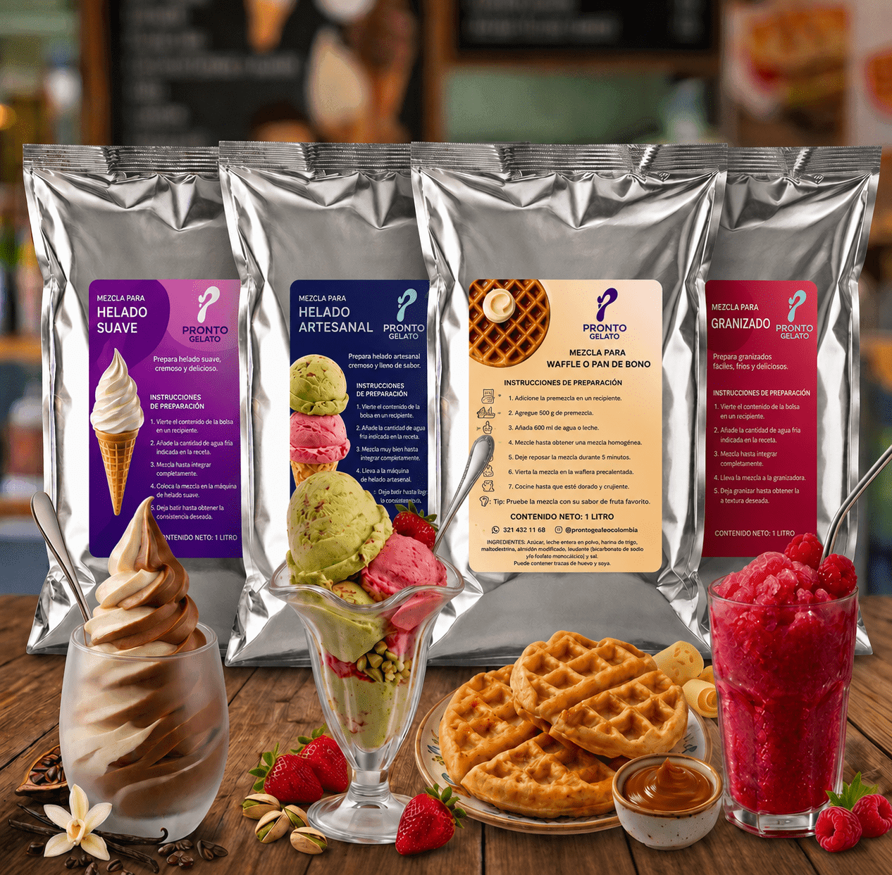 Helado premium servido por Pronto Gelato